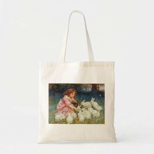 ウサギを食べ物を与えている女の子 トートバッグ Zazzle Co Jp