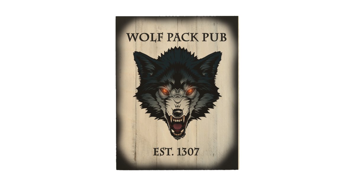 ウルフパックパブ木製サイン ウッドウォールアート Zazzle Co Jp