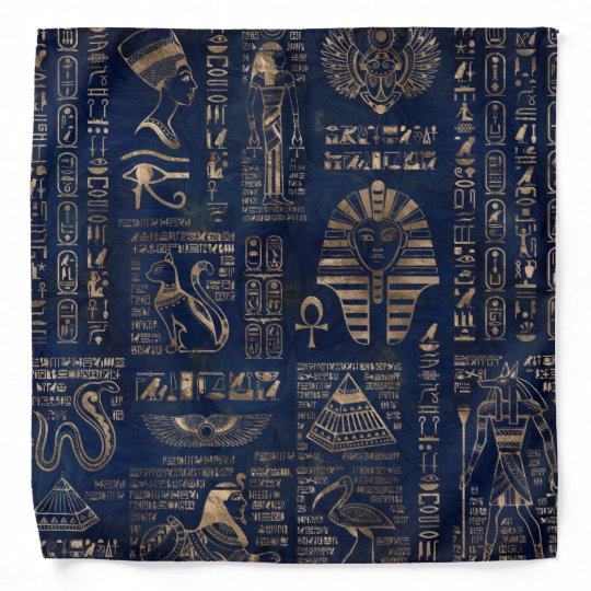 エジプトの絵文字と神 大理石の金ゴールド バンダナ Zazzle Co Jp