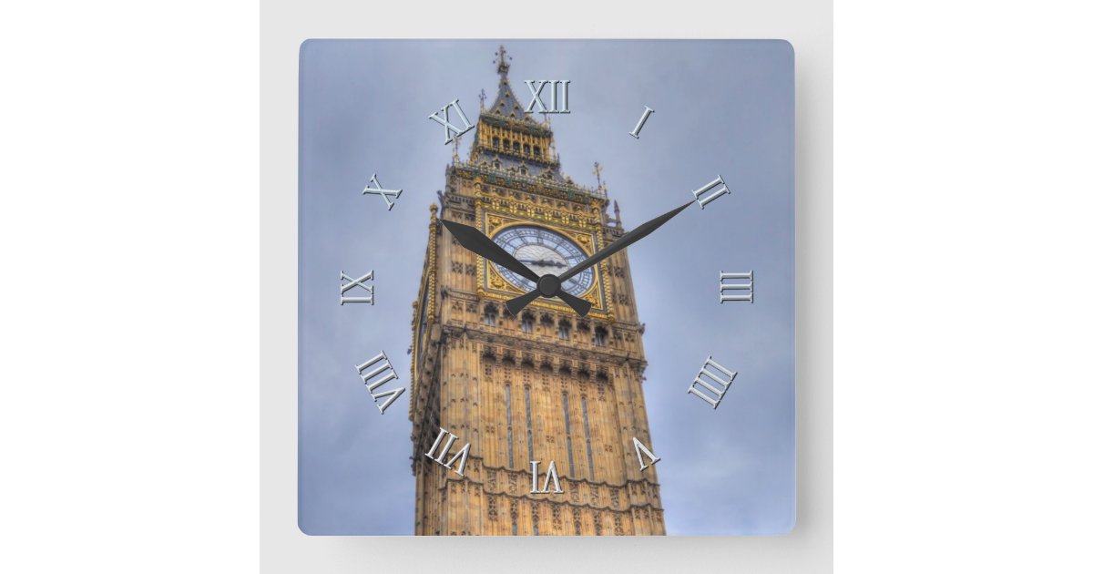エリザベスタワー ビッグベン ウエストミンスター ロンドン イギリス スクエア壁時計 Zazzle Co Jp