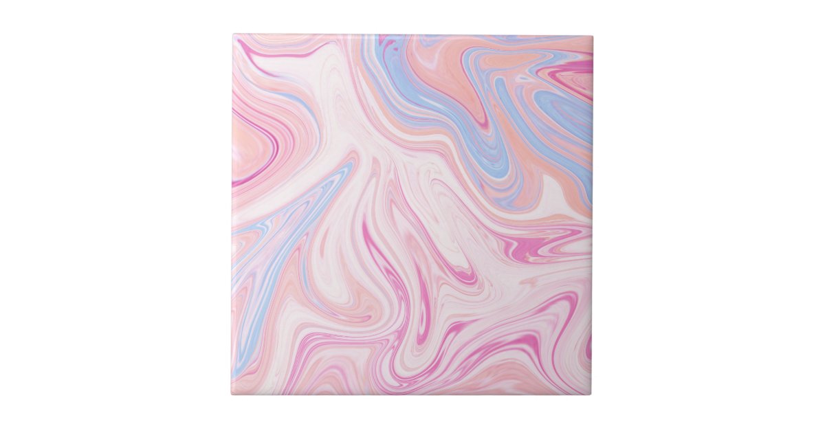 エレガントで多彩なパステル調ピンクの青いオレンジ大理石 タイル Zazzle Co Jp