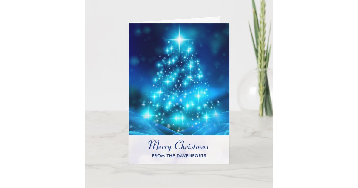 エレクトモダンリックブルークリスマスツリーホリデー カード Zazzle Co Jp