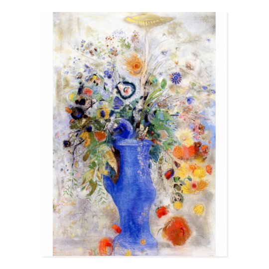 オディロンレドン パステルブルーの大きな花瓶 ポストカード Zazzle Co Jp