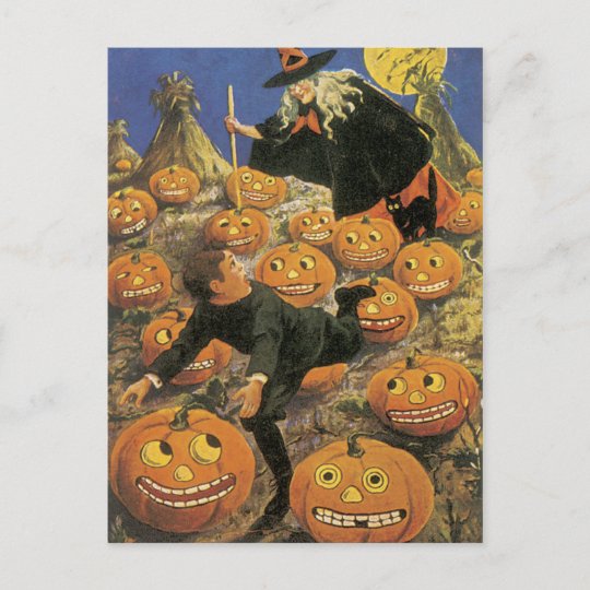 オールドハロウィンはがきレトロ魔法 ポストカード Zazzle Co Jp