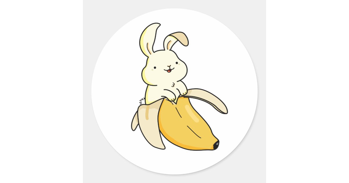 カウトかわいいバナナバニー ラウンドシール Zazzle Co Jp