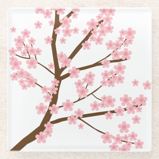 カウトさくらんぼブラウズピンクフラワーズ桜ツリー ガラスコースター Zazzle Co Jp