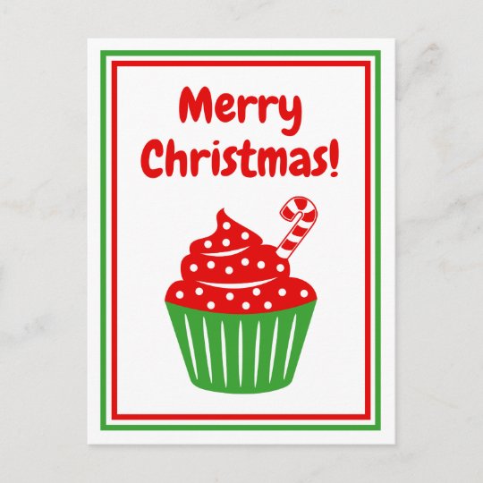 カップケーキ付きメリークリスマスハガキデザイン シーズンポストカード Zazzle Co Jp