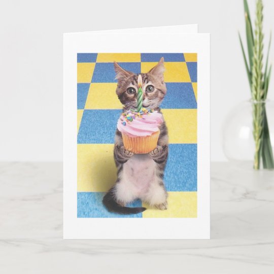 カップケーキ猫のバースデー カード カード Zazzle Co Jp