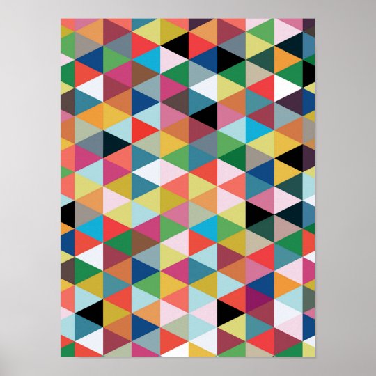 カラフルで幾何学的な三角形のパターン の模様が あるなポスター ポスター Zazzle Co Jp