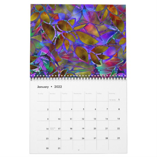 カレンダー14の花柄の抽象的なステンドグラス カレンダー Zazzle Co Jp