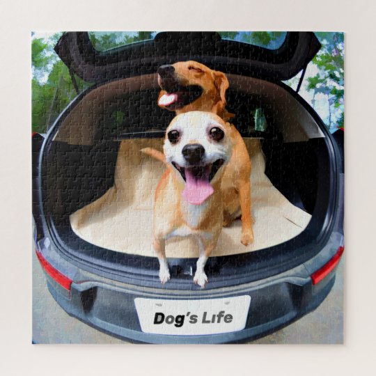 カーフィッシュアイレンおもしろいズでかわいい犬 ジグソーパズル Zazzle Co Jp