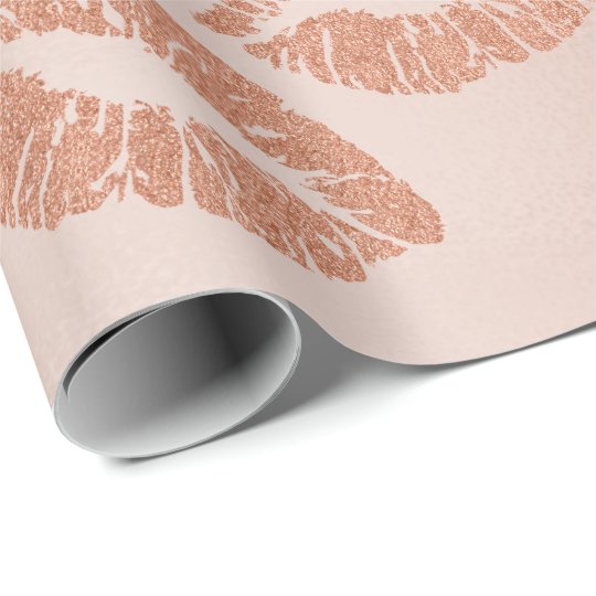 ガラスキスの唇の化粧の赤面の銅pinの金ゴールドのピンク ラッピングペーパー Zazzle Co Jp
