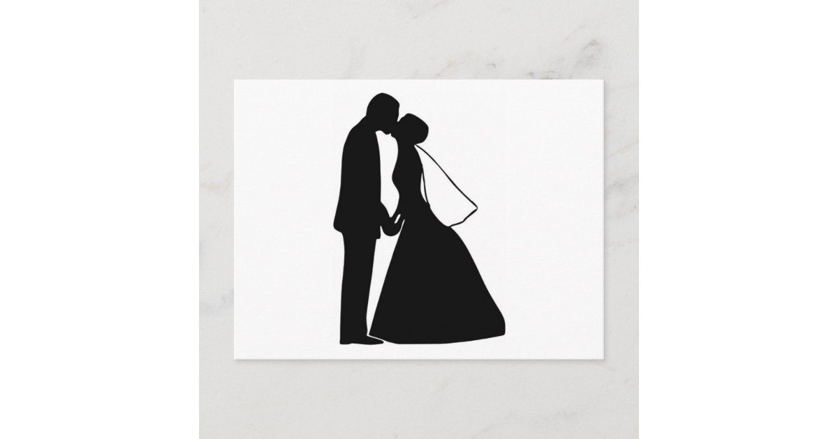 キスの新郎新婦のシルエットの結婚 ポストカード Zazzle Co Jp