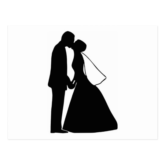 キスの新郎新婦のシルエットの結婚 ポストカード Zazzle Co Jp