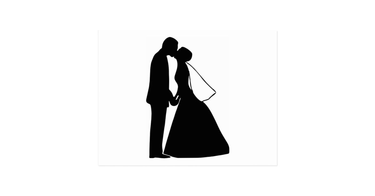 キスの新郎新婦のシルエットの結婚 ポストカード Zazzle Co Jp