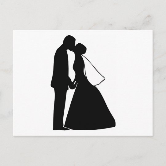 キス結婚の新郎新婦のシルエット ポストカード Zazzle Co Jp