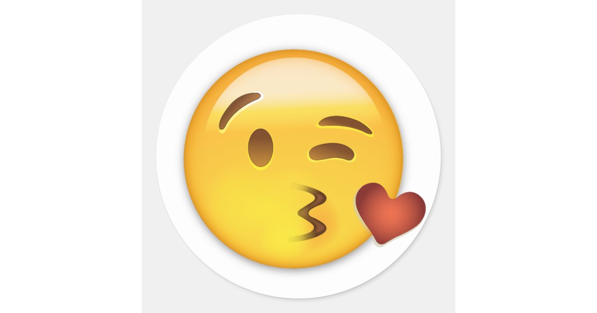 キスemojiを投げる顔 ラウンドシール Zazzle Co Jp