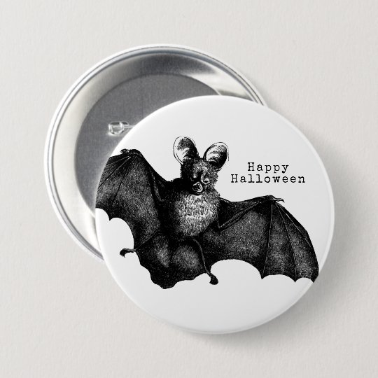 キモー飛んでいるヴィンテージこうもりハロウィン 缶バッジ Zazzle Co Jp