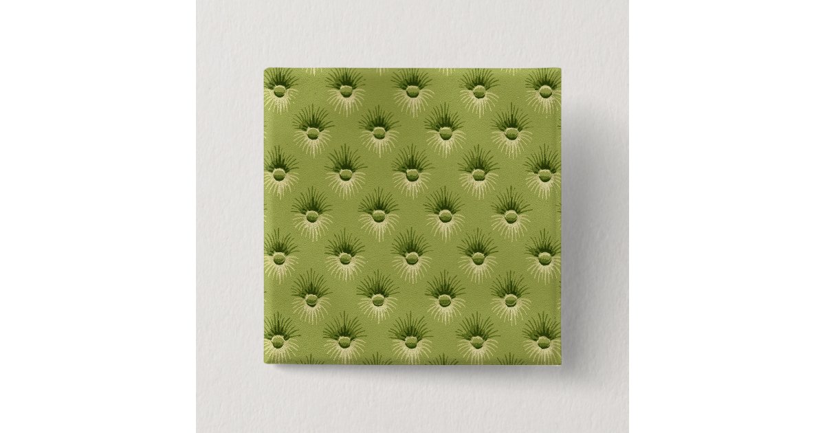 キルトにされたオリーブ色のヴィンテージの壁紙 缶バッジ Zazzle Co Jp