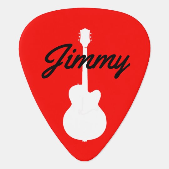 ギターの手書きのフォントスタイルの名前の赤 ギターピック Zazzle Co Jp