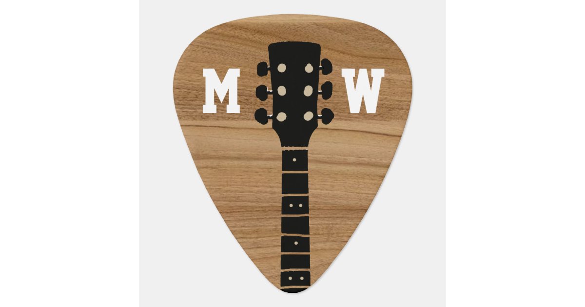 ギター 素朴な木製のギタリストの名前のイニシャルのカッコいい ギターピック Zazzle Co Jp