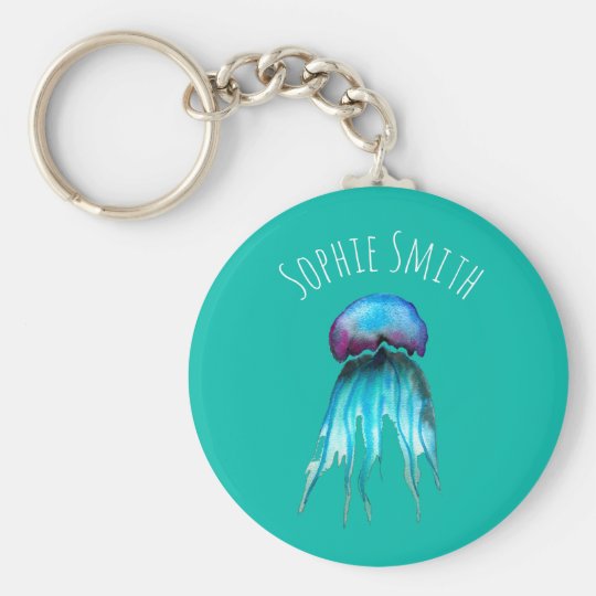 クラゲ水彩カラフルモダン水中競技 キーホルダー Zazzle Co Jp