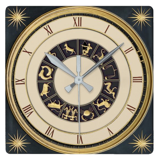 クラシックな 占星術の 十二宮図の時計 スクエア壁時計 Zazzle Co Jp