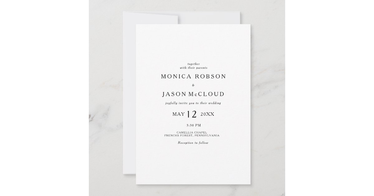 クラシックミニマリストカジュアル結婚式招待状 招待状 Zazzle Co Jp