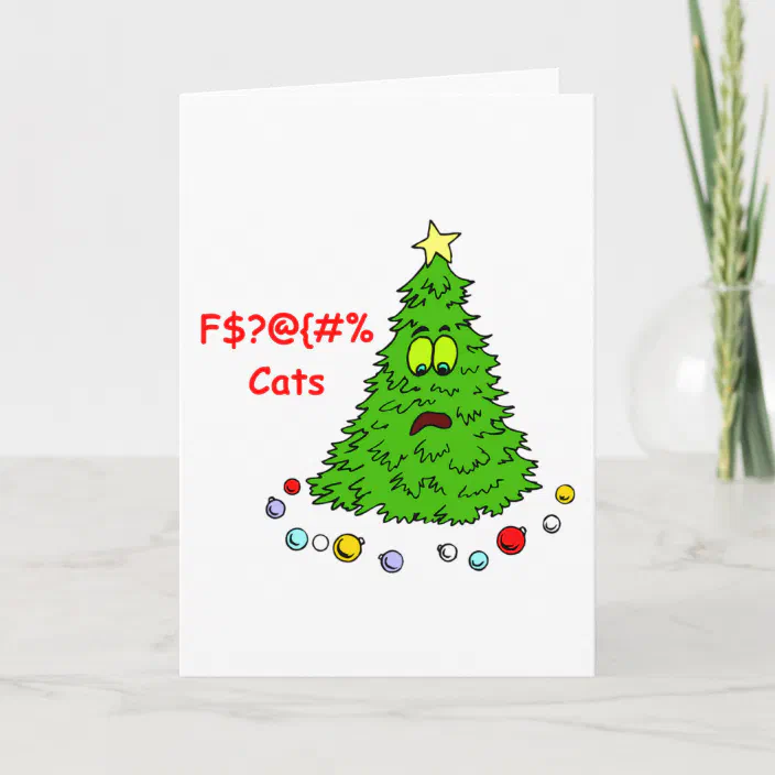 クリおもしろいスマスツリーf N Catsクリスマスのジョーク シーズンカード Zazzle Co Jp