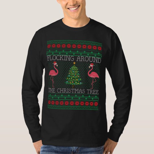 クリスおもしろいマス フラミンゴ醜いクリスマスセーター Tシャツ Zazzle Co Jp