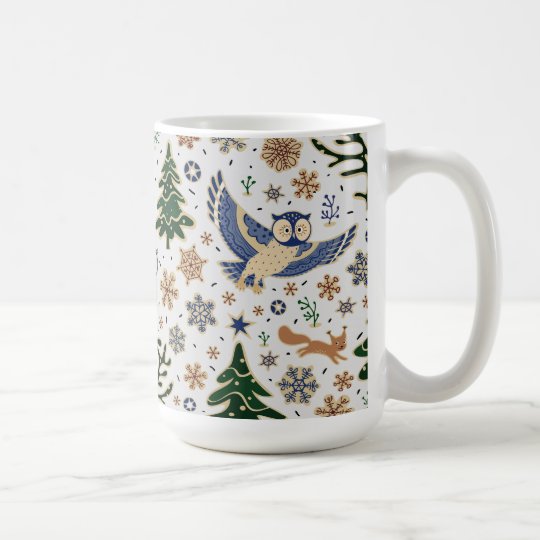 クリスマスのかわいい森林動物のフクロウのコーヒー マグ コーヒーマグカップ Zazzle Co Jp