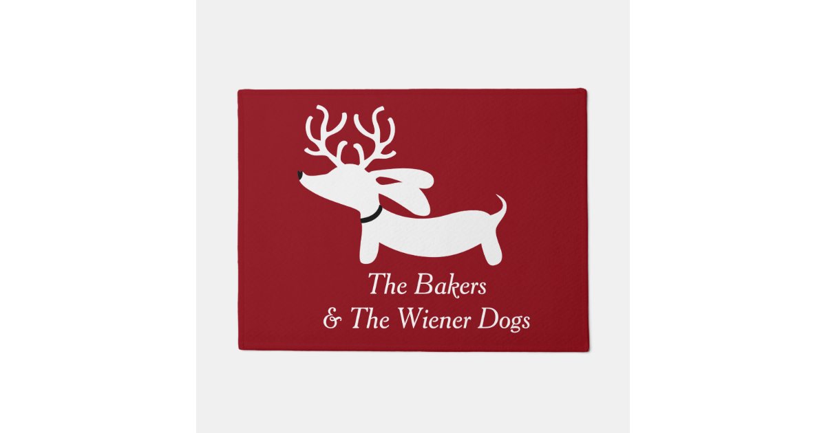 クリスマスのトナカイのダックスフントのウインナー犬の玄関マット ドアマット Zazzle Co Jp