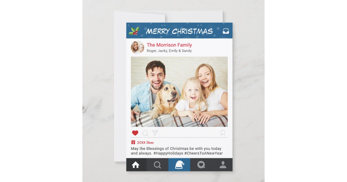 クリスマスインスタグラムフレームホリデーグリーティング写真 シーズンカード Zazzle Co Jp