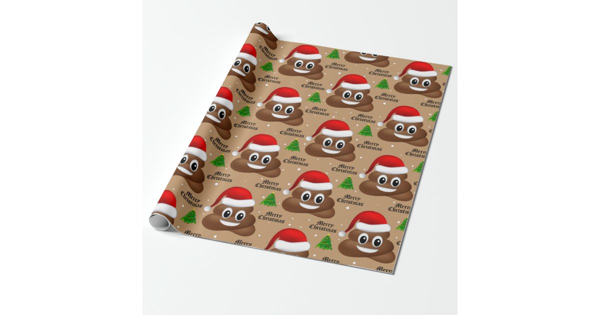 クリスマスウンチ絵文字 サンタハットを包む紙 ラッピングペーパー Zazzle Co Jp