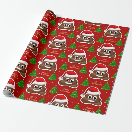 クリスマスウンチ絵文字 サンタハットを包む紙 ラッピングペーパー Zazzle Co Jp