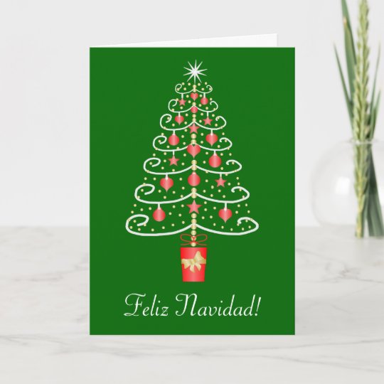 クリスマスツリーのfeliz Navidadのスペイン人のクリスマス シーズンカード Zazzle Co Jp