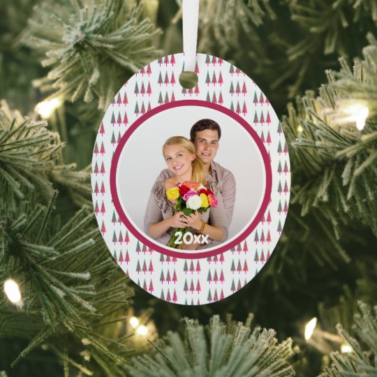 クリスマスツリーファミリーフォトカスタムデートオーナメント メタルオーナメント Zazzle Co Jp