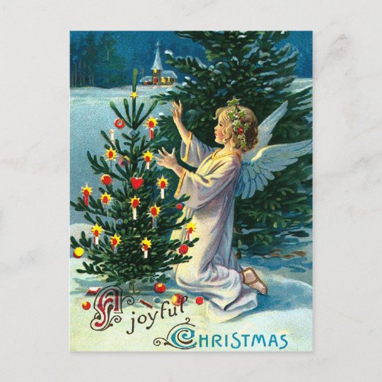 クリスマスツリー2を飾る天使 シーズンポストカード Zazzle Co Jp
