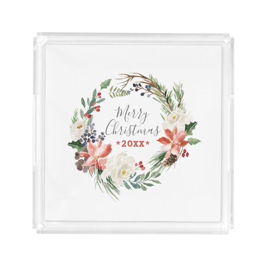 クリスマスフラワーのリース枠 アクリルトレー Zazzle Co Jp