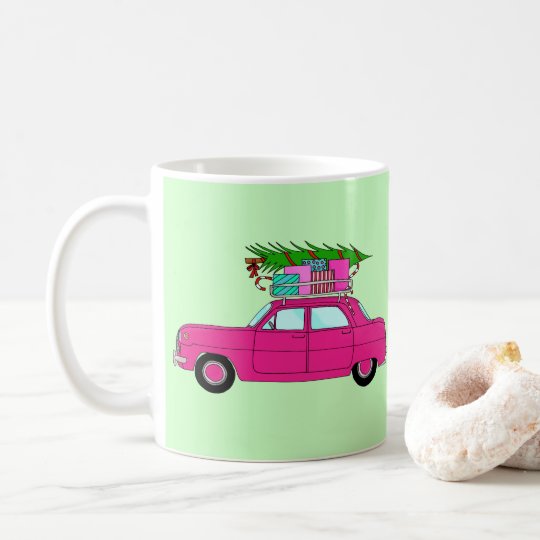 クリスマスプレゼントの紫の車 コーヒーマグカップ Zazzle Co Jp
