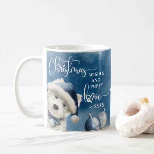 クリスマス ウィッシュズ 犬が好きなクリスマス プレゼント 青 コーヒーマグカップ Zazzle Co Jp