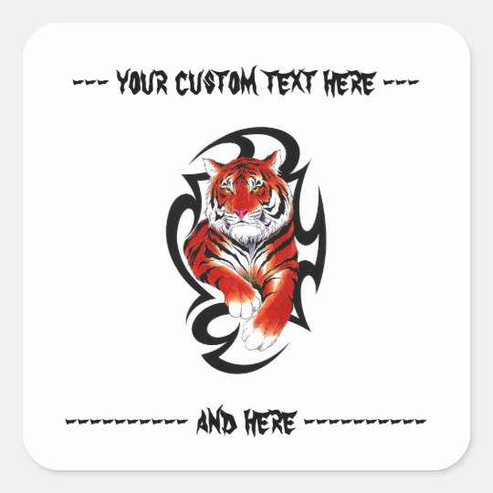 クールな漫画の入れ墨の記号の野生の種族のトラ スクエアシール Zazzle Co Jp