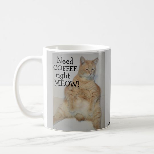 コーヒーが必要だ ニャーニャー 太ったマンクスの猫が座おもしろいる コーヒーマグカップ Zazzle Co Jp