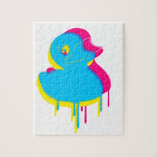 ゴム製アヒルの落書きのポップアートのゴムアヒルちゃん ジグソーパズル Zazzle Co Jp