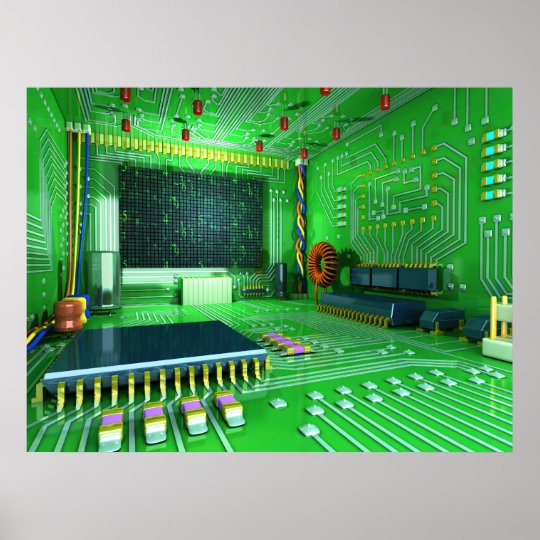 サイバー部屋 ポスター Zazzle Co Jp