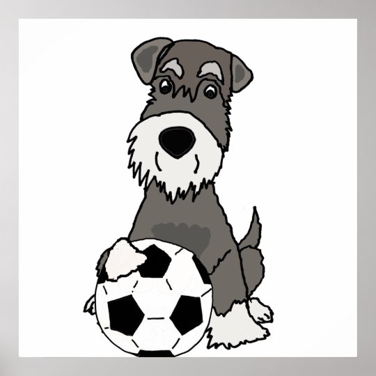 サッカーの漫画を遊んでいるかわいいシュナウツァー犬 ポスター Zazzle Co Jp