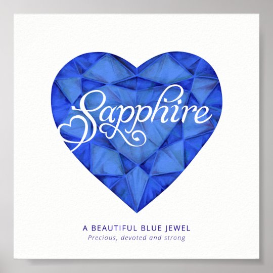 サファイアの一流の意味水彩画のハートの青の宝石 ポスター Zazzle Co Jp