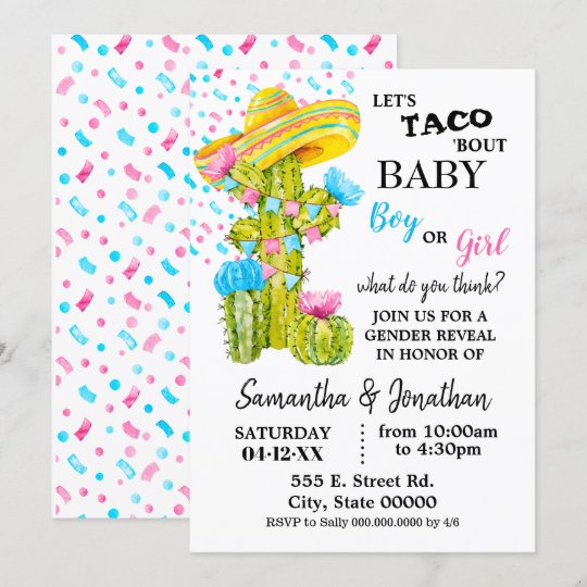 サボテンの性別を明らかにするベビーについてのタコを紹介します 招待状 Zazzle Co Jp