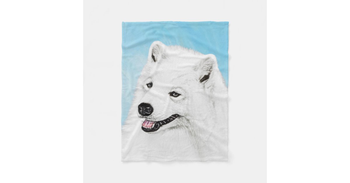 サモエ絵画ドさん かわいいオリジナルの犬の絵 フリースブランケット Zazzle Co Jp