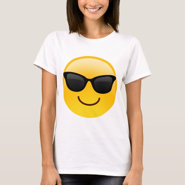 サングラスクールなemojiが付いている微笑の顔 Tシャツ Zazzle Co Jp